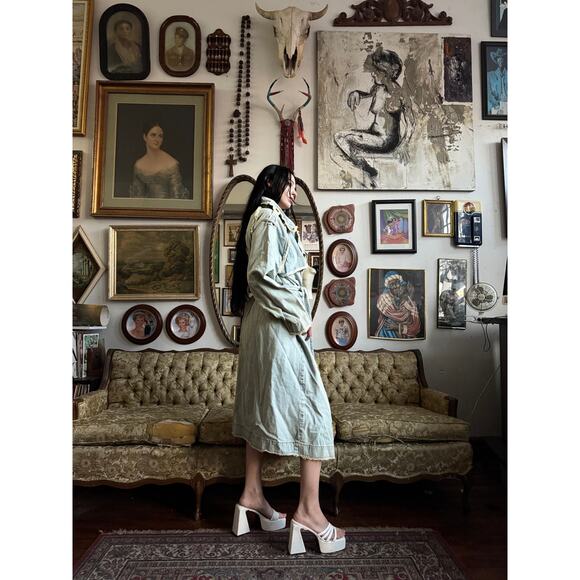 NWT Oversized Premium Fray Hem Denim Trench Coat by Boohoo Ladies Size 8 - Picture 4 of 8